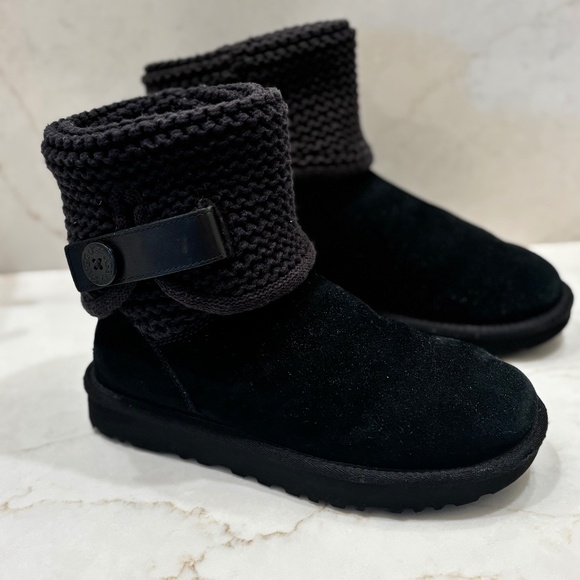 UGG Shaina Black Sweater and Suede Boot - Picture 1 of 4